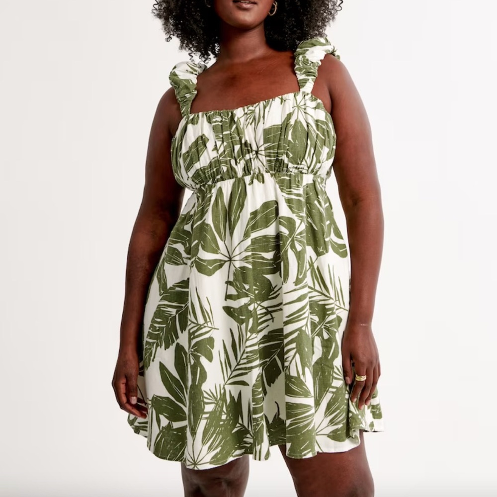 Abercrombie & Fitch Palm Puff Babydoll Dress